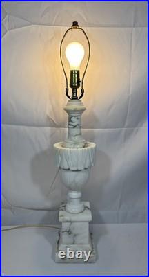Vintage Antique Italian Hand Carved Marble & Alabaster Table Lamp Neoclassical