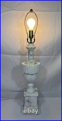 Vintage Antique Italian Hand Carved Marble & Alabaster Table Lamp Neoclassical