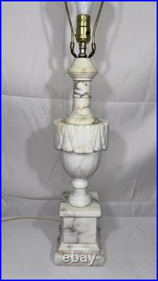 Vintage Antique Italian Hand Carved Marble & Alabaster Table Lamp Neoclassical
