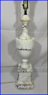 Vintage Antique Italian Hand Carved Marble & Alabaster Table Lamp Neoclassical