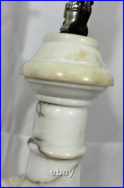 Vintage Antique Italian Hand Carved Marble & Alabaster Table Lamp Neoclassical