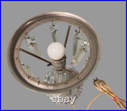 Vintage Antique Pressed & Cut Glass Boudoir Table Lamp w Flowers & Butterflies