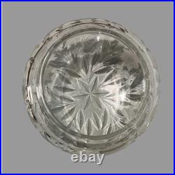 Vintage Antique Pressed & Cut Glass Boudoir Table Lamp w Flowers & Butterflies