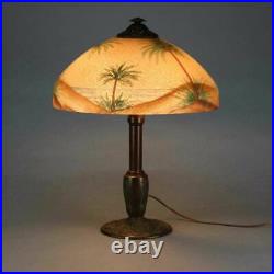 Vintage Antique Reverse Painted Beach Scene Table Lamp