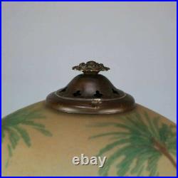 Vintage Antique Reverse Painted Beach Scene Table Lamp