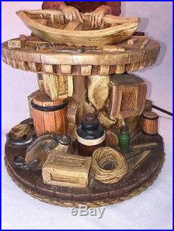 Vintage Apsit Bros. Nautical Sailor Fisherman Boatman Table Lamp 1987 Works