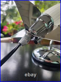 Vintage Art Deco 12 Airplane Table Lamp Chrome Frosted Glass Wings Pilot DC3