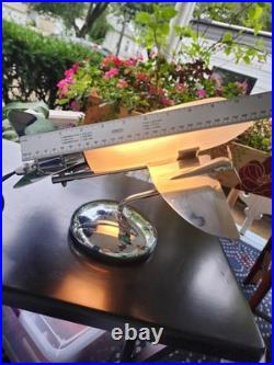 Vintage Art Deco 12 Airplane Table Lamp Chrome Frosted Glass Wings Pilot DC3