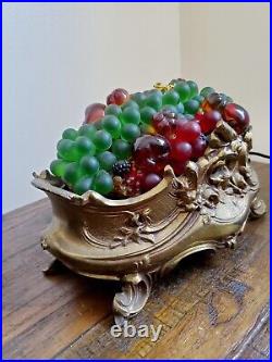 Vintage Art Deco 1920s Czechoslovakia Fruit Table Lamp Bohemian Glass