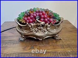 Vintage Art Deco 1920s Czechoslovakia Fruit Table Lamp Bohemian Glass
