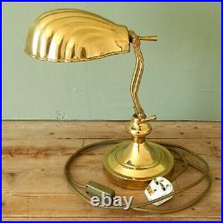 Vintage Art Deco Attractive Brass Desk Table Lamp Light Base Scallop Clam Shell
