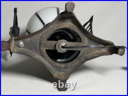 Vintage Art Deco Cast Iron Twin Flapper Figural Table Lamp Caged Globe