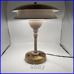 Vintage Art Deco Mid Century Atomic Age Desk Lamp Mushroom Shade 17 X 12