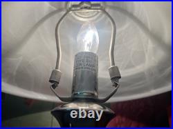 Vintage Art Deco Style Coordinating Table Lamps Brushed Nickel Frosted Glass