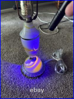 Vintage Art Deco Table Lamp Akro Agate Swirl Glass