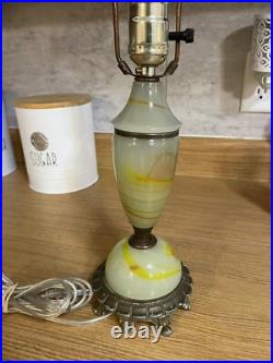 Vintage Art Deco Table Lamp Akro Agate Swirl Glass