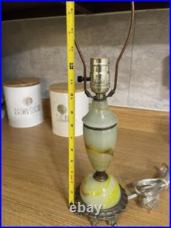 Vintage Art Deco Table Lamp Akro Agate Swirl Glass