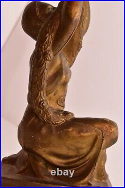Vintage Art Deco Table Lamp Kneeling Woman Figural Lighting Goddess Egyptian