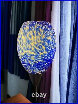 Vintage Art Glass Table Lamp Purple Blue Tulip Shade Art Decor Collectible Lamp