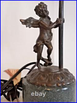 Vintage Art Nouveau Bronze Cherub Angel Table Desk Lamp