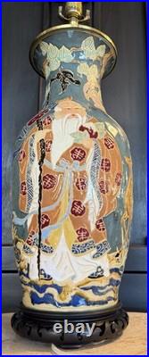 Vintage Asian Japanese Satsuma Table Lamp