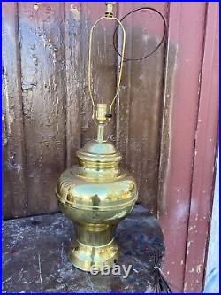 Vintage Asian Metal Brass Ginger Jar Style Table Lamp Hollywood Regency Wow 29