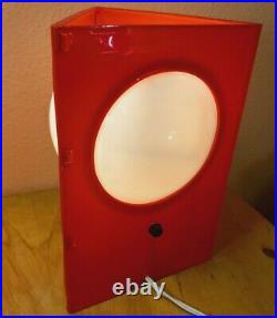 Vintage Atomic Space Age Mid-Century Red White Plastic Table Desk Lamp ufo globe