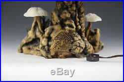 Vintage Authentic Coral Magic Mushroom Lamp Blue Shade