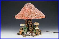 Vintage Authentic Coral Magic Mushroom Lamp Red Shade