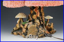Vintage Authentic Coral Magic Mushroom Lamp Red Shade