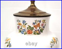 Vintage Aynsley Butterflies and Flowers White Porcelain Brass Table Lamp