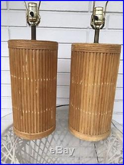 Vintage Bamboo Pair of Table Lamps