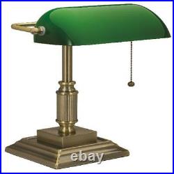 Vintage Bankers Lamp Green Shade Desk Antiques Glass Table Light Home Lampshades