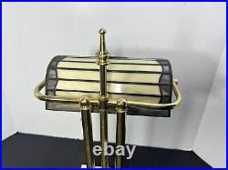 Vintage Bankers Table Lamp White Marble & Brass Stained Glass Duck