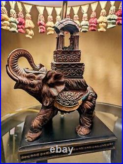 Vintage Beautiful Elephant Table Lamp With Original Shade-works 1 Owner