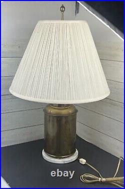 Vintage Benko Etched Brass Tea Canister Table Lamp With Marble Base