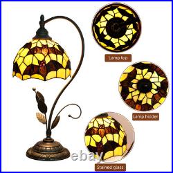 Vintage Black Bat Stained Glass Table Lamp Halloween Bedroom Bar Decor Light