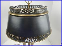 Vintage Black Metal Table Lamp Gold Detailing Toleware Torchiere 3 Candle 26