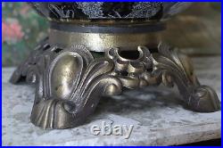 Vintage Black Porcelain Table Lamp made from William Sonoma Vase Fancy Shade