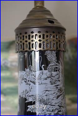 Vintage Black Porcelain Table Lamp made from William Sonoma Vase Fancy Shade Vintage Black Porcelain Table Lamp made from William Sonoma Vase Fancy Shade