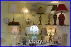 Vintage Black Porcelain Table Lamp made from William Sonoma Vase Fancy Shade