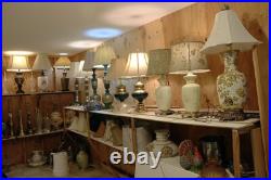 Vintage Black Porcelain Table Lamp made from William Sonoma Vase Fancy Shade