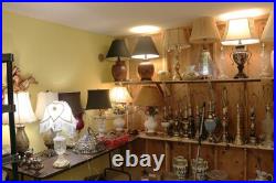 Vintage Black Porcelain Table Lamp made from William Sonoma Vase Fancy Shade