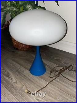 Vintage Blue Original Laurel Mushroom Lamp Bill Curry Mid Century Modern MCM