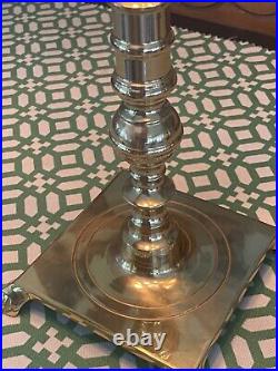 Vintage Bombay Company Polished Brass Candlestick Table Buffet Lamp Gold Shade