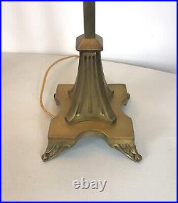 Vintage Bombay Matching Brass Candlestick Table Lamps With Original Shades