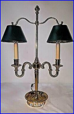 Vintage Bouillotte Brass Table Lamp With Double Shades