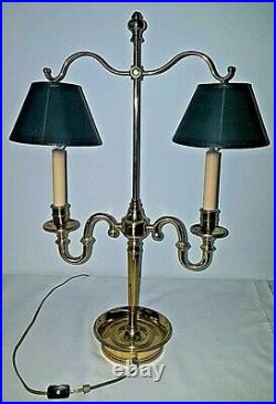 Vintage Bouillotte Brass Table Lamp With Double Shades