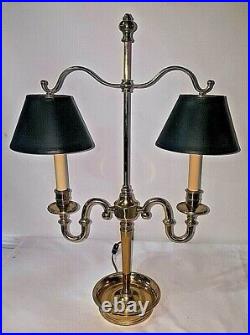 Vintage Bouillotte Brass Table Lamp With Double Shades