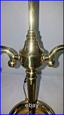 Vintage Bouillotte Brass Table Lamp With Double Shades